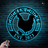 Custom Hen House Sign, Our Little Coop Sign Metal Wall Art With Led Lights, Metal Chicken Coop Sign, Personalized Chicken Coop